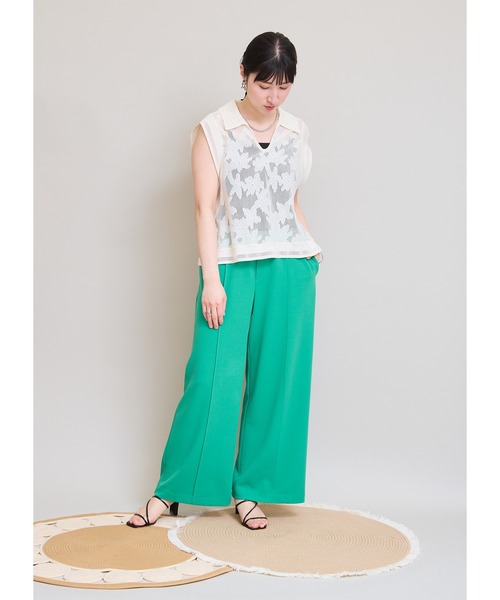 LHELBIE（レルビエ）の「ピンタックワイドパンツ（スラックス・レディース・イエロー/グリーン/ブラック/グレイッシュブルー/ブルー・M）」の22枚目の写真