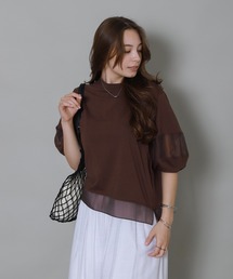 libelle more | オーガンジー切り替えパフスリーブプルオーバー(Tシャツ/カットソー)