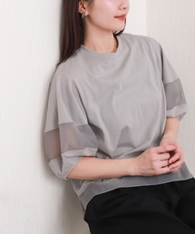 libelle more | オーガンジー切り替えパフスリーブプルオーバー(Tシャツ/カットソー)