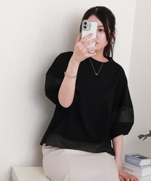 libelle more（リベル モア）の「オーガンジー切り替えパフスリーブプルオーバー（Tシャツ/カットソー）」