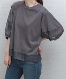 libelle more（リベル モア）の「オーガンジー切り替えパフスリーブプルオーバー（Tシャツ/カットソー）」
