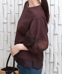 libelle more（リベル モア）の「オーガンジー切り替えパフスリーブプルオーバー（Tシャツ/カットソー）」