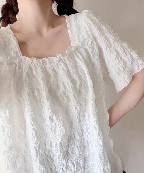 Nana（ナナ）の「シャーリングスクエアネックブラウス（シャツ/ブラウス・レディース・ホワイト・FREE）」の3枚目の写真