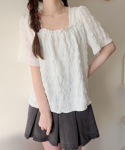 Nana（ナナ）の「シャーリングスクエアネックブラウス（シャツ/ブラウス・レディース・ホワイト・FREE）」の7枚目の写真