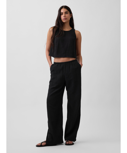 GAP(ギャップ)の「コットンガーゼ イージーウエスト スプリットヘム パンツ(その他パンツ・レディース・ブラック系その他/ブラック・S/M/L/XS/XXS)」の3枚目の写真