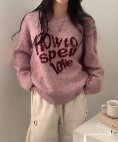 Emilie(エミリー)の「クルーネック カジュアルニットトップス(ニット/セーター・レディース・ネイビー/チャコールグレー/ライトグリーン/ピンク・FREE)」の8枚目の写真