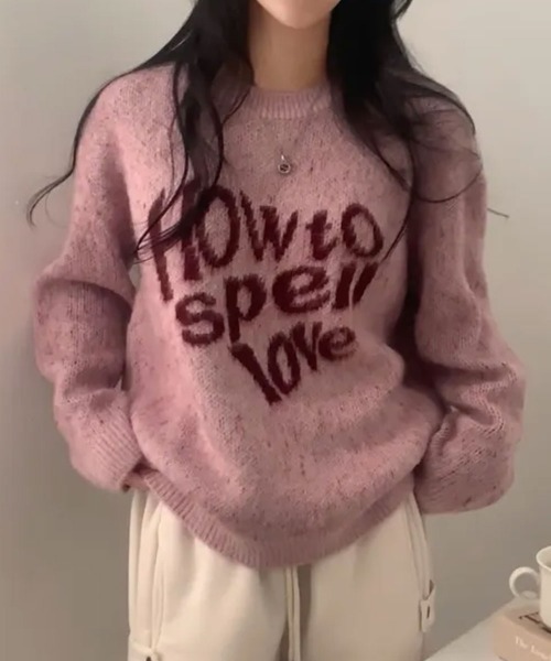 Emilie(エミリー)の「クルーネック カジュアルニットトップス(ニット/セーター・レディース・ネイビー/チャコールグレー/ライトグリーン/ピンク・FREE)」の7枚目の写真