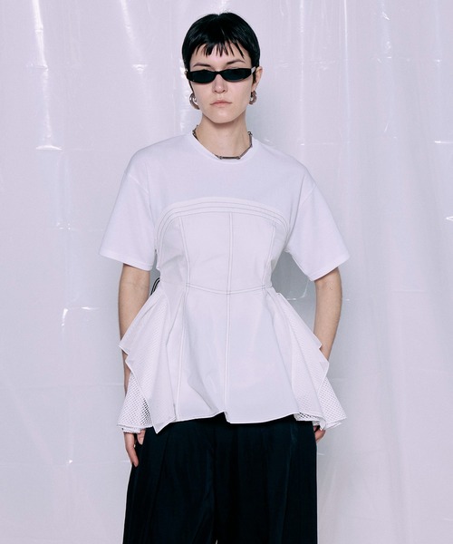 MAISON SPECIAL(メゾンスペシャル)の「【PRE-ORDER】Mesh Docking T-Shirt/メッシュドッキングTシャツ(Tシャツ/カットソー・レディース・ホワイト/ブラック・FREE)」の5枚目の写真