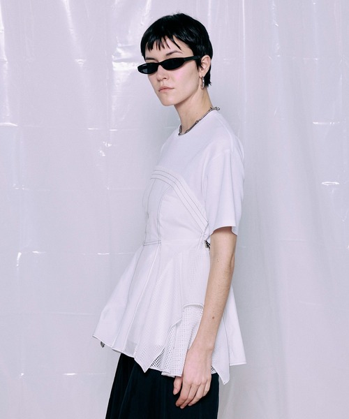 MAISON SPECIAL(メゾンスペシャル)の「【PRE-ORDER】Mesh Docking T-Shirt/メッシュドッキングTシャツ(Tシャツ/カットソー・レディース・ホワイト/ブラック・FREE)」の7枚目の写真
