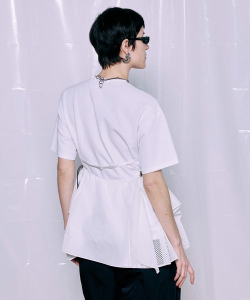 MAISON SPECIAL(メゾンスペシャル)の「【PRE-ORDER】Mesh Docking T-Shirt/メッシュドッキングTシャツ(Tシャツ/カットソー・レディース・ホワイト/ブラック・FREE)」の8枚目の写真