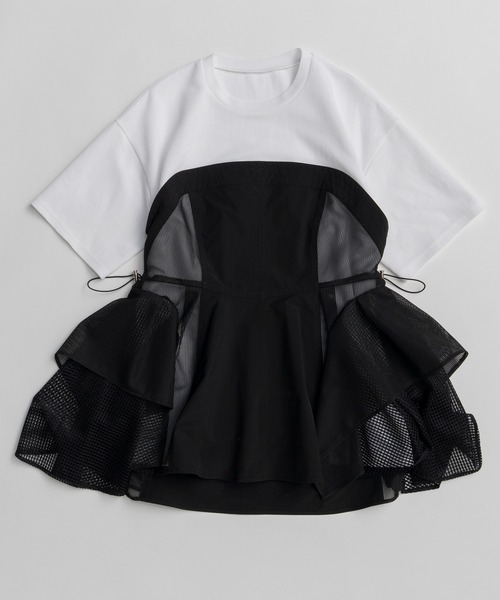 MAISON SPECIAL(メゾンスペシャル)の「【PRE-ORDER】Mesh Docking T-Shirt/メッシュドッキングTシャツ(Tシャツ/カットソー・レディース・ホワイト/ブラック・FREE)」の10枚目の写真