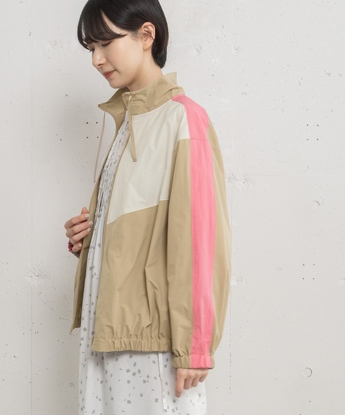 POU DOU DOU（プードゥドゥ）の「スタンドネック配色切り替えブルゾン（ブルゾン・レディース・ネイビー/ベージュ/カーキ・3）」の9枚目の写真