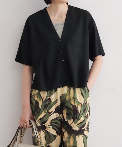 NOMBRE IMPAIR(ノンブルアンペール)の「【予約】ランダムシアーJQ Vネックショートカーデ(Tシャツ/カットソー・レディース・グレー/ブラック・FREE)」の5枚目の写真