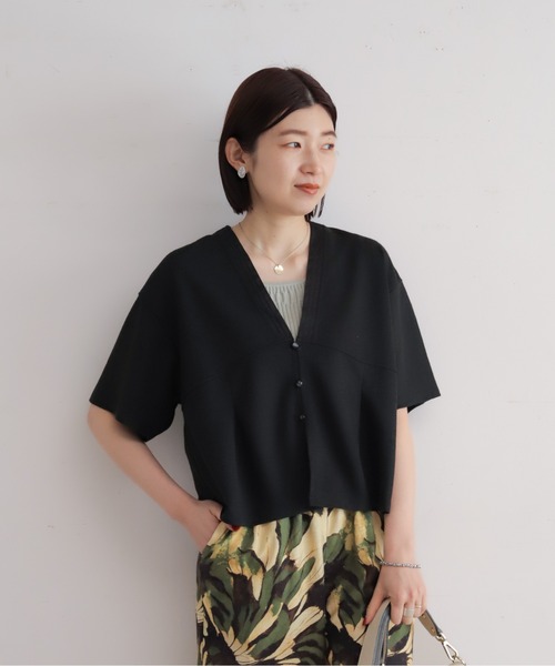 NOMBRE IMPAIR(ノンブルアンペール)の「【予約】ランダムシアーJQ Vネックショートカーデ(Tシャツ/カットソー・レディース・グレー/ブラック・FREE)」の7枚目の写真