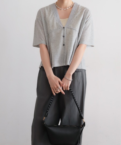NOMBRE IMPAIR(ノンブルアンペール)の「【予約】ランダムシアーJQ Vネックショートカーデ(Tシャツ/カットソー・レディース・グレー/ブラック・FREE)」の12枚目の写真
