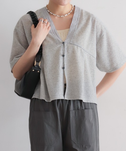 NOMBRE IMPAIR(ノンブルアンペール)の「【予約】ランダムシアーJQ Vネックショートカーデ(Tシャツ/カットソー・レディース・グレー/ブラック・FREE)」の11枚目の写真