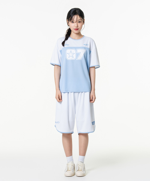 MOZMOZ（モズモズ）の「パステルエアメッシュジャージショーツブルー（スウェットパンツ・レディース・その他・L/S）」の2枚目の写真