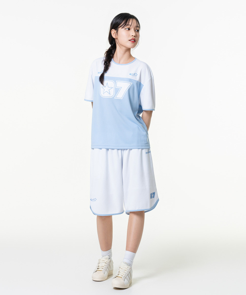 MOZMOZ（モズモズ）の「パステルエアメッシュジャージショーツブルー（スウェットパンツ・レディース・その他・L/S）」の4枚目の写真