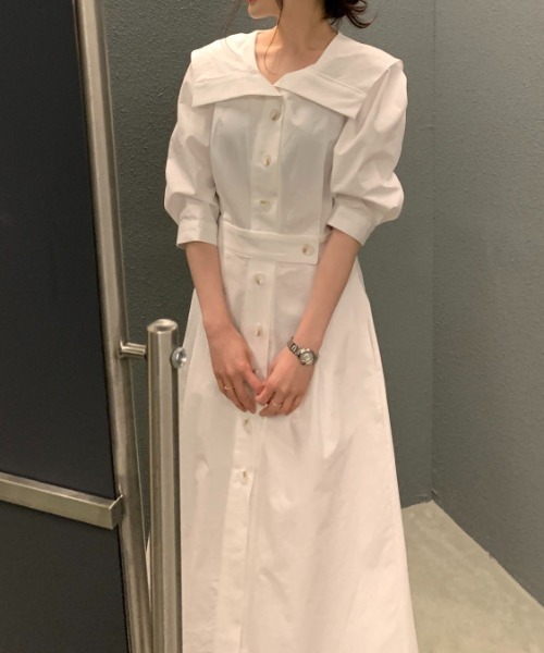 FAVORITO(ファヴォリート)の「シングルブレストシャツワンピース(シャツワンピース・レディース・イエロー/ホワイト/ブラック・F)」の1枚目の写真