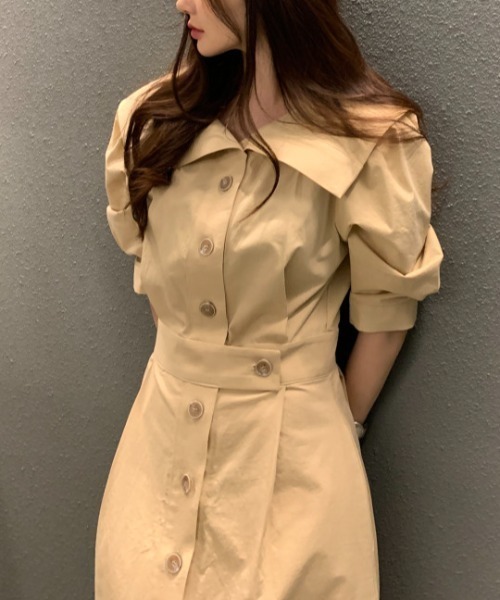 FAVORITO(ファヴォリート)の「シングルブレストシャツワンピース(シャツワンピース・レディース・イエロー/ホワイト/ブラック・F)」の20枚目の写真