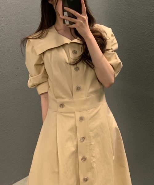 FAVORITO(ファヴォリート)の「シングルブレストシャツワンピース(シャツワンピース・レディース・イエロー/ホワイト/ブラック・F)」の22枚目の写真