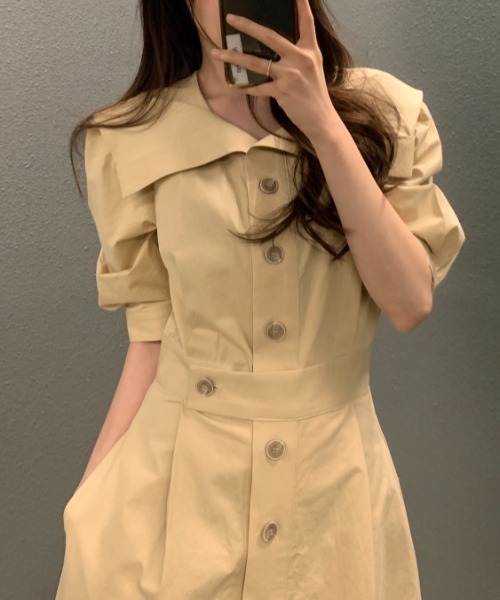 FAVORITO(ファヴォリート)の「シングルブレストシャツワンピース(シャツワンピース・レディース・イエロー/ホワイト/ブラック・F)」の18枚目の写真