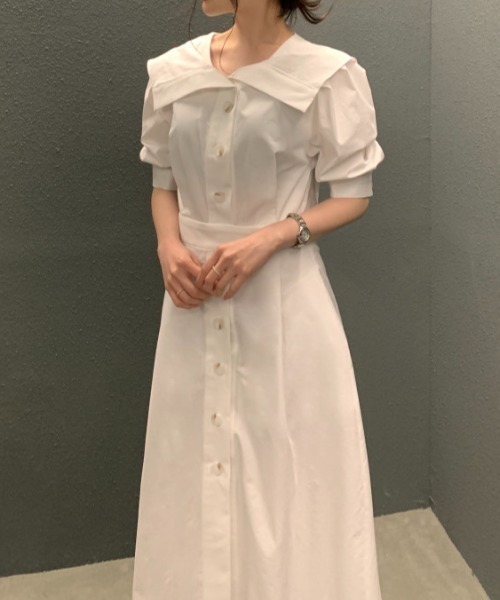 FAVORITO(ファヴォリート)の「シングルブレストシャツワンピース(シャツワンピース・レディース・イエロー/ホワイト/ブラック・F)」の12枚目の写真