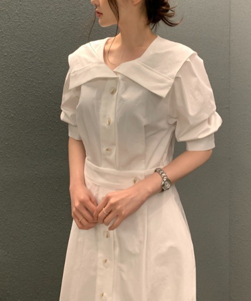 FAVORITO(ファヴォリート)の「シングルブレストシャツワンピース(シャツワンピース・レディース・イエロー/ホワイト/ブラック・F)」の5枚目の写真