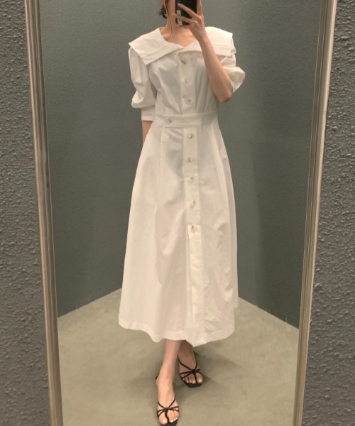FAVORITO(ファヴォリート)の「シングルブレストシャツワンピース(シャツワンピース・レディース・イエロー/ホワイト/ブラック・F)」の15枚目の写真