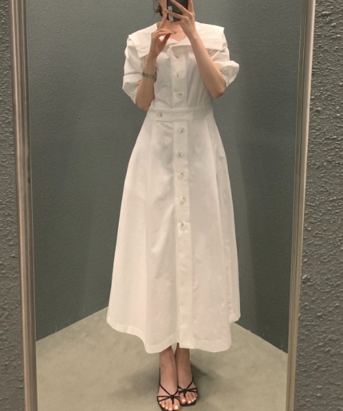 FAVORITO(ファヴォリート)の「シングルブレストシャツワンピース(シャツワンピース・レディース・イエロー/ホワイト/ブラック・F)」の16枚目の写真