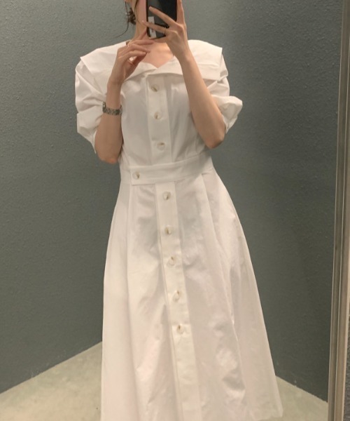 FAVORITO(ファヴォリート)の「シングルブレストシャツワンピース(シャツワンピース・レディース・イエロー/ホワイト/ブラック・F)」の13枚目の写真
