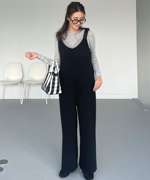 CHERI since1985（シェリ）の「ボンディングサロペットパンツ（サロペット/オーバーオール・レディース・グレー/ブラック・FREE）」の2枚目の写真