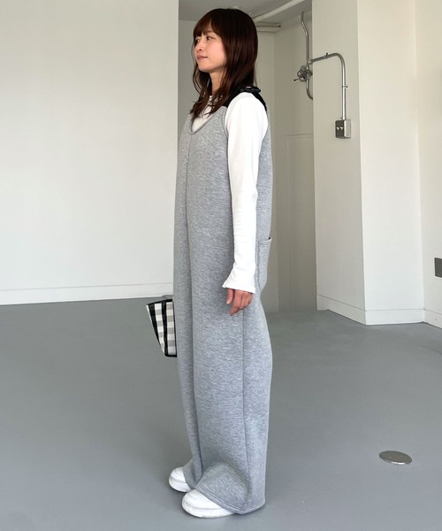 CHERI since1985（シェリ）の「ボンディングサロペットパンツ（サロペット/オーバーオール・レディース・グレー/ブラック・FREE）」の5枚目の写真