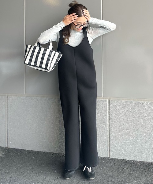 CHERI since1985（シェリ）の「ボンディングサロペットパンツ（サロペット/オーバーオール・レディース・グレー/ブラック・FREE）」の6枚目の写真