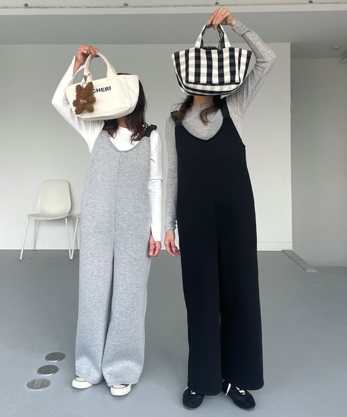CHERI since1985（シェリ）の「ボンディングサロペットパンツ（サロペット/オーバーオール・レディース・グレー/ブラック・FREE）」の14枚目の写真