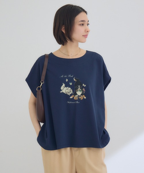 KATHARINE ROSS(キャサリンロス)の「【KATHARINE ROSS】【キャサリンちゃんロスくん】ーAt the Parkー プリントTシャツ(Tシャツ/カットソー・レディース・ピンク/ホワイト/ネイビー・FREE)」の2枚目の写真