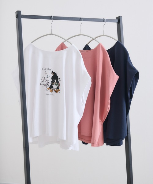 KATHARINE ROSS(キャサリンロス)の「【KATHARINE ROSS】【キャサリンちゃんロスくん】ーAt the Parkー プリントTシャツ(Tシャツ/カットソー・レディース・ピンク/ホワイト/ネイビー・FREE)」の4枚目の写真