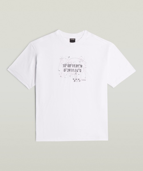 G-STAR（ジースター）の「Coord Graphic Relaxed T-Shirt/コードグラフィックリラックスシルエットTシャツ（Tシャツ/カットソー・メンズ・ダークブラック/ホワイト・SMALL/MEDIUM/LARGE/X-LARGE/X-SMALL）」の5枚目の写真