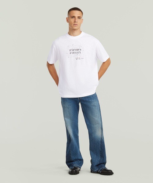 G-STAR（ジースター）の「Coord Graphic Relaxed T-Shirt/コードグラフィックリラックスシルエットTシャツ（Tシャツ/カットソー・メンズ・ダークブラック/ホワイト・SMALL/MEDIUM/LARGE/X-LARGE/X-SMALL）」の7枚目の写真