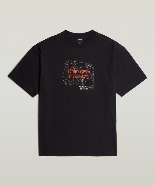 G-STAR（ジースター）の「Coord Graphic Relaxed T-Shirt/コードグラフィックリラックスシルエットTシャツ（Tシャツ/カットソー・メンズ・ダークブラック/ホワイト・SMALL/MEDIUM/LARGE/X-LARGE/X-SMALL）」の11枚目の写真