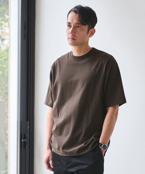 green label relaxing(グリーンレーベルリラクシング)の「【WEB限定】ファンクショナル ヘビーウェイト クルーネック 半袖 Tシャツ カットソー -抗菌-(Tシャツ/カットソー・メンズ・ホワイト/ライトグレー/ダークブラウン/ブラック・XL/S/L/M)」の4枚目の写真