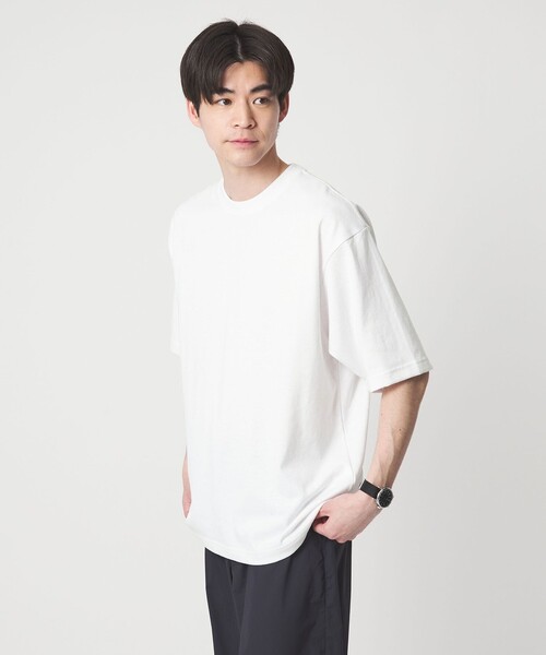 green label relaxing(グリーンレーベルリラクシング)の「【WEB限定】ファンクショナル ヘビーウェイト クルーネック 半袖 Tシャツ カットソー -抗菌-(Tシャツ/カットソー・メンズ・ホワイト/ライトグレー/ダークブラウン/ブラック・XL/S/L/M)」の2枚目の写真