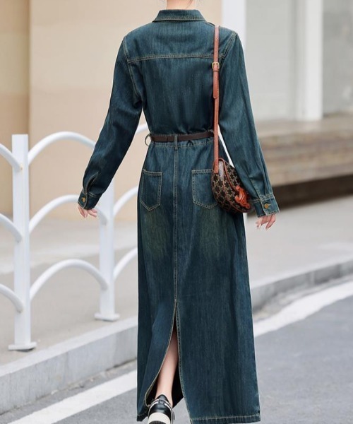 semplice（センプリチェ）の「デニムワンピ【韓国ファッション】（ワンピース・レディース・ブルー・M/S/XL/L）」の4枚目の写真