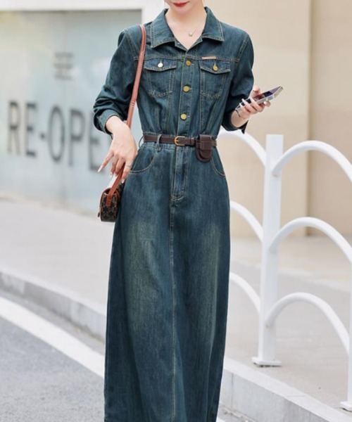 semplice（センプリチェ）の「デニムワンピ【韓国ファッション】（ワンピース・レディース・ブルー・M/S/XL/L）」の8枚目の写真