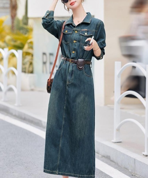semplice（センプリチェ）の「デニムワンピ【韓国ファッション】（ワンピース・レディース・ブルー・M/S/XL/L）」の9枚目の写真