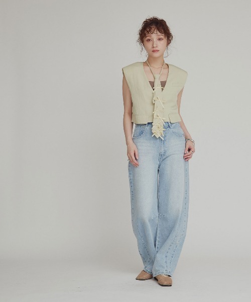 W:Huku(フーク)の「【W:Huku / ドライタッチツイル】ノーカラー ショート ベスト / Dry-Touch Twill No-Collar Short Vest(ベスト・レディース・ブラック/ベージュ・FREE)」の10枚目の写真