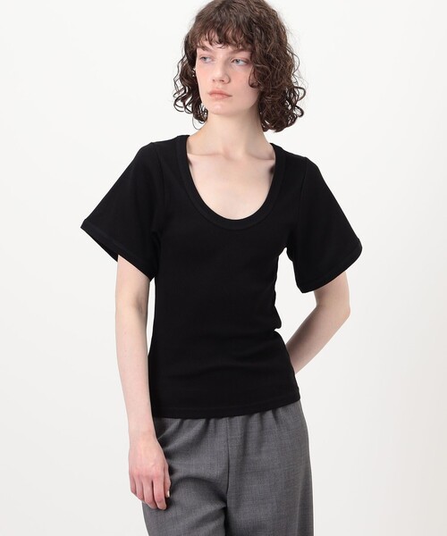 BY MALENE BIRGER(バイマレーネビルガー)の「BY MALENE BIRGER LUNAI Uネックカットソー(Tシャツ/カットソー・レディース・ブラック/ホワイト・XS)」の10枚目の写真