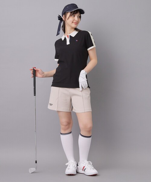 adabat(アダバット)の「【ADABAT NAVY】ニット切替ポロシャツ(ポロシャツ・レディース・ライトベージュ/ブラック・42/40/38)」の7枚目の写真