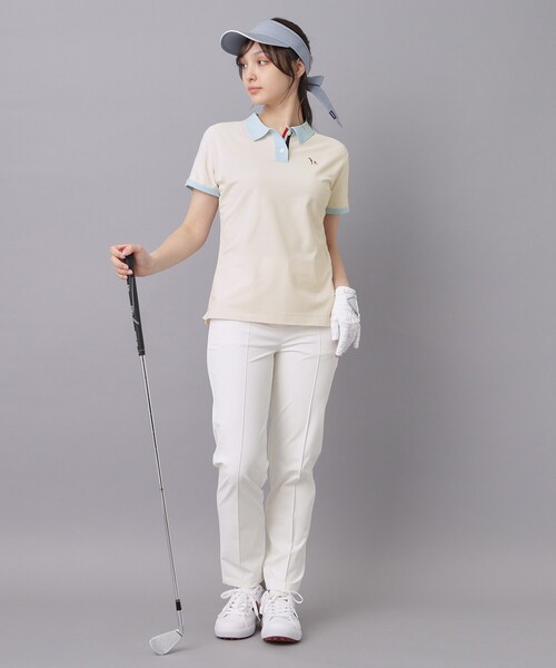 adabat(アダバット)の「【ADABAT NAVY】ニット切替ポロシャツ(ポロシャツ・レディース・ライトベージュ/ブラック・42/40/38)」の14枚目の写真