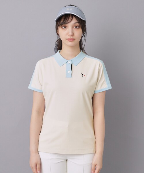 adabat(アダバット)の「【ADABAT NAVY】ニット切替ポロシャツ(ポロシャツ・レディース・ライトベージュ/ブラック・42/40/38)」の16枚目の写真